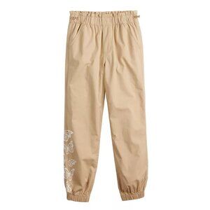 NEW Pink Velvet Butterfly Screen Print Parachute Pants Size 12